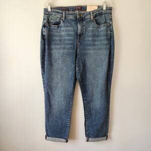 NYDJ Jeans Womens 12 Blue Denim Margot Girlfriend Lift X Tuck Grunge Retro Boho